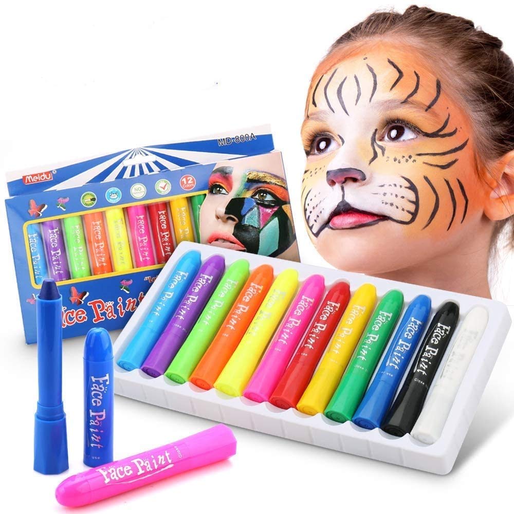 DY_Jin Pintura Facial,Buluri 12 Colores Face Paint Crayons Conjuntos de Pintura Corporal Faciales Seguros y no Tóxicos(12colors)
