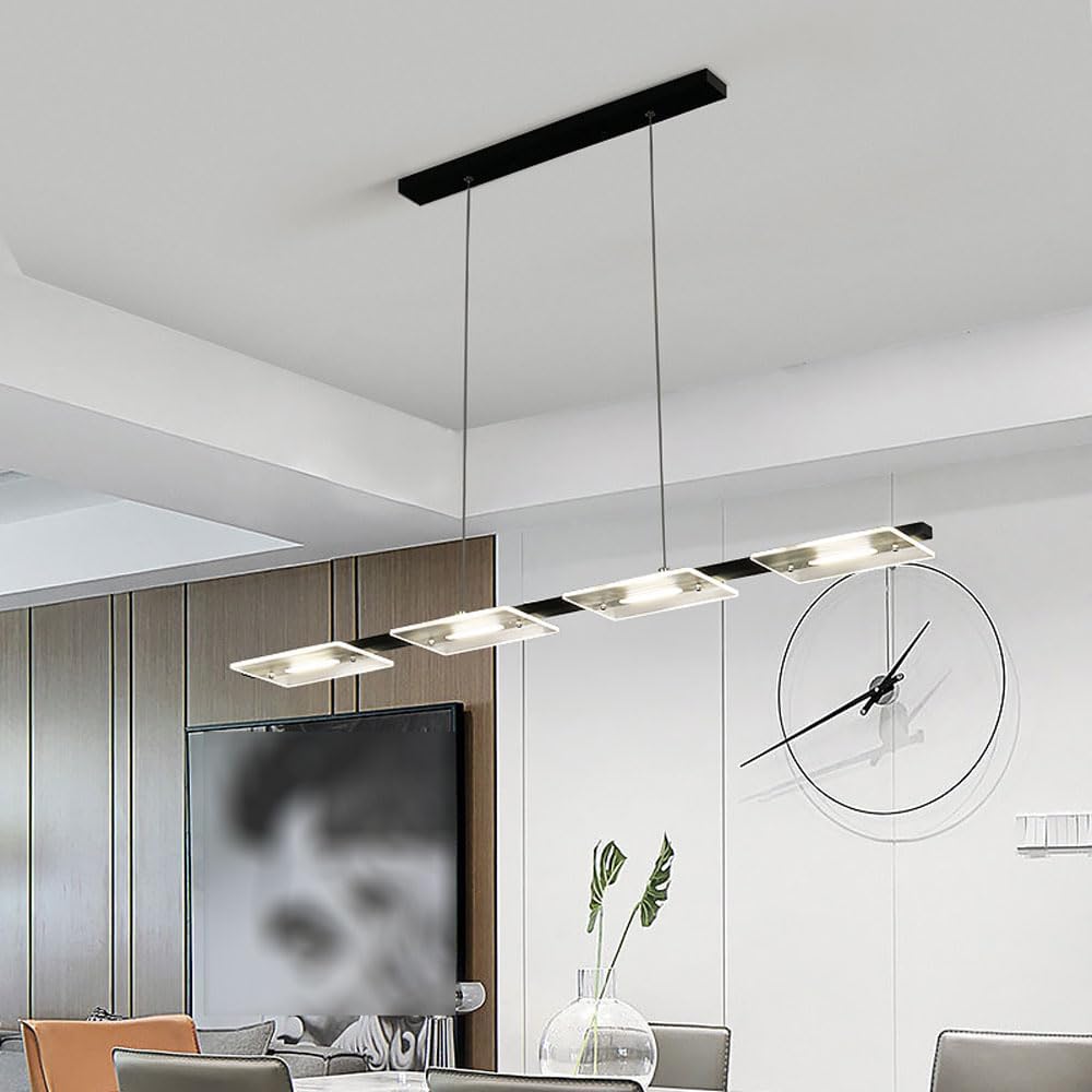 39.4” Kitchen Island Lighting, 4 Lights Linear Chandeliers 24W Pendant Light Fixtures for Dining Room Farmhouse Hanging Light