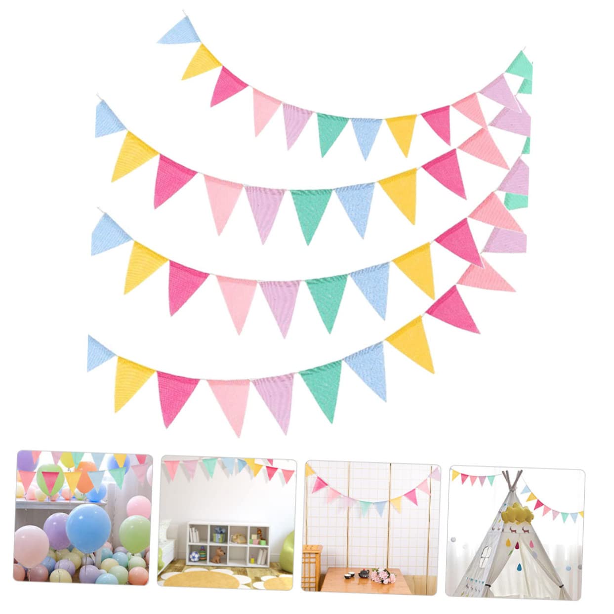 ULTECHNOVO 3 Series Banderín De Decoración De Fiestas Con Bodas Cumpleaños Y Celebraciones 4 Piezas X 3