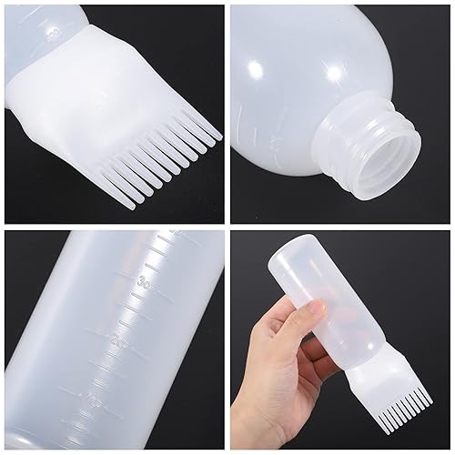 Miniatura 5 de Pimoys Botella aplicadora de peine de raíz de 6 onzas, paquete de 2 aplicadores de aceite para el cabello, botella aplicadora para botella