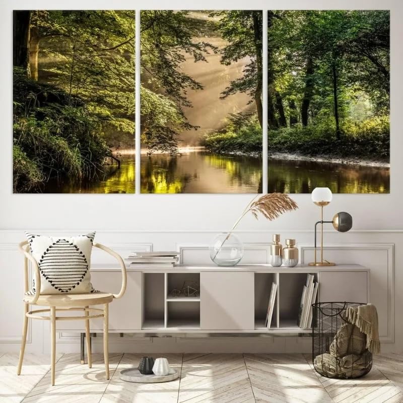 Affiche imprimée sur toile forêt sereine 30x40cm lot de 3 pièces pour décoration murale