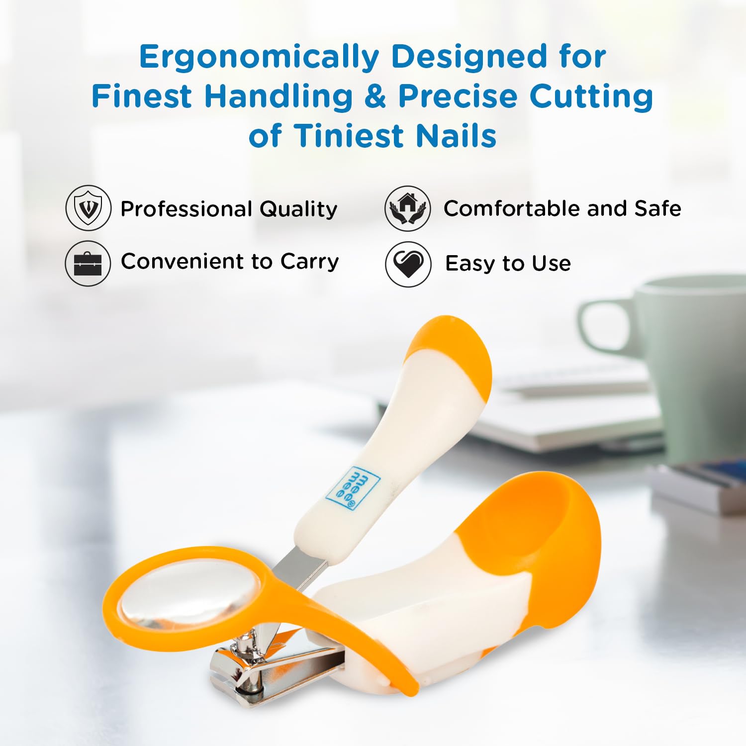 Mee Mee Gentle Nail Clipper with Magnifier (White/Orange) - Image 6 thumbnail