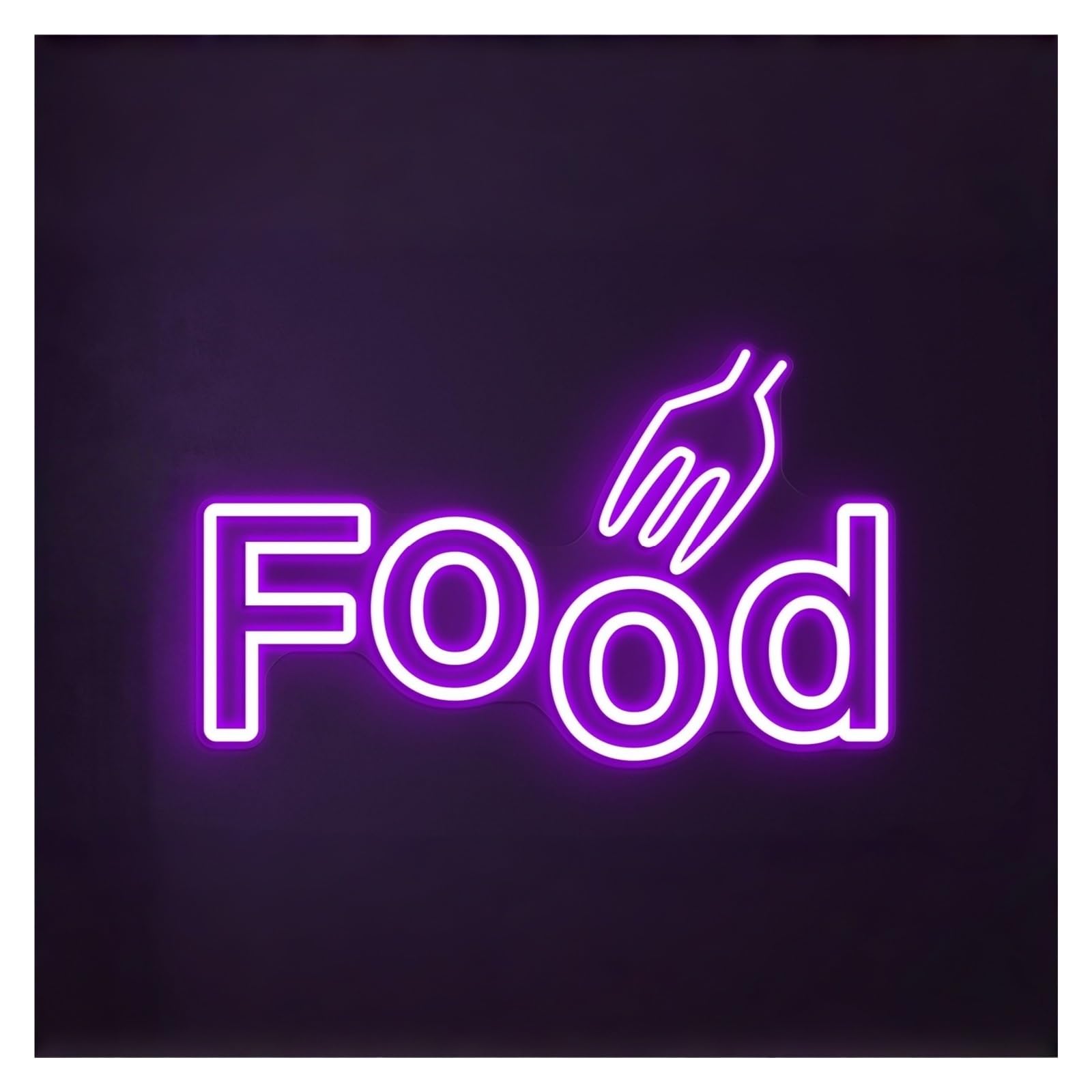 Hanging Art Neon Signs Fork Food Neon Sign, Suitable For Restaurant Decor With Brightness Adjustable 50cm(Purple)