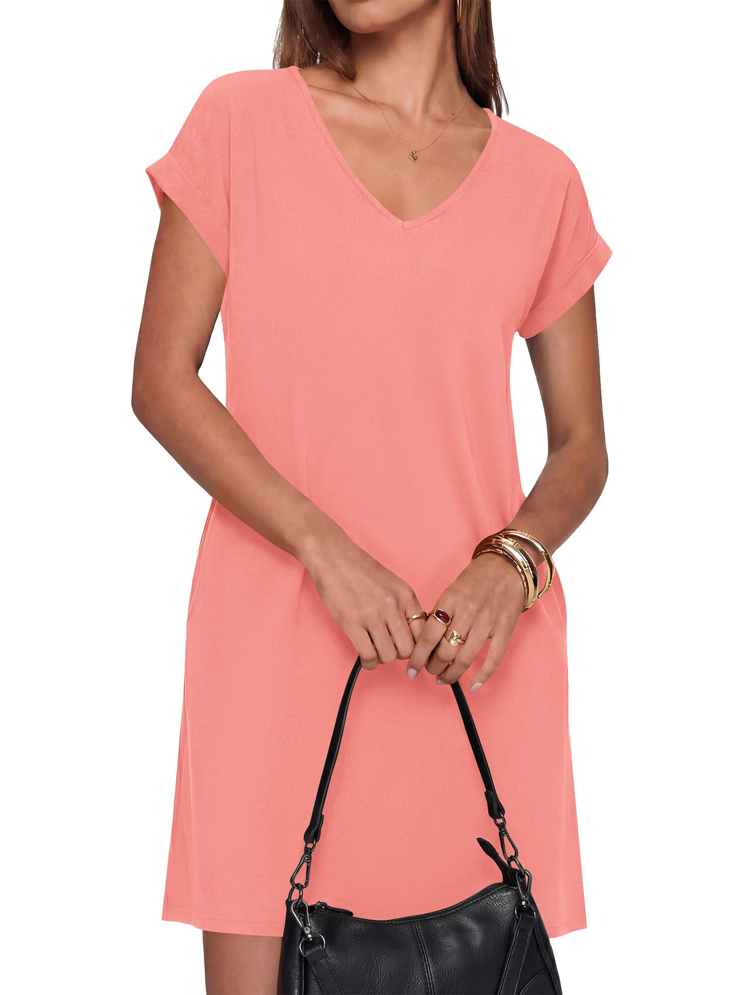 BTFBM Womens Summer Dresses 2026 Pockets Short Sleeve Loose Nightgowns Pajama Beach Vacation Casual Spring T Shirt Dress