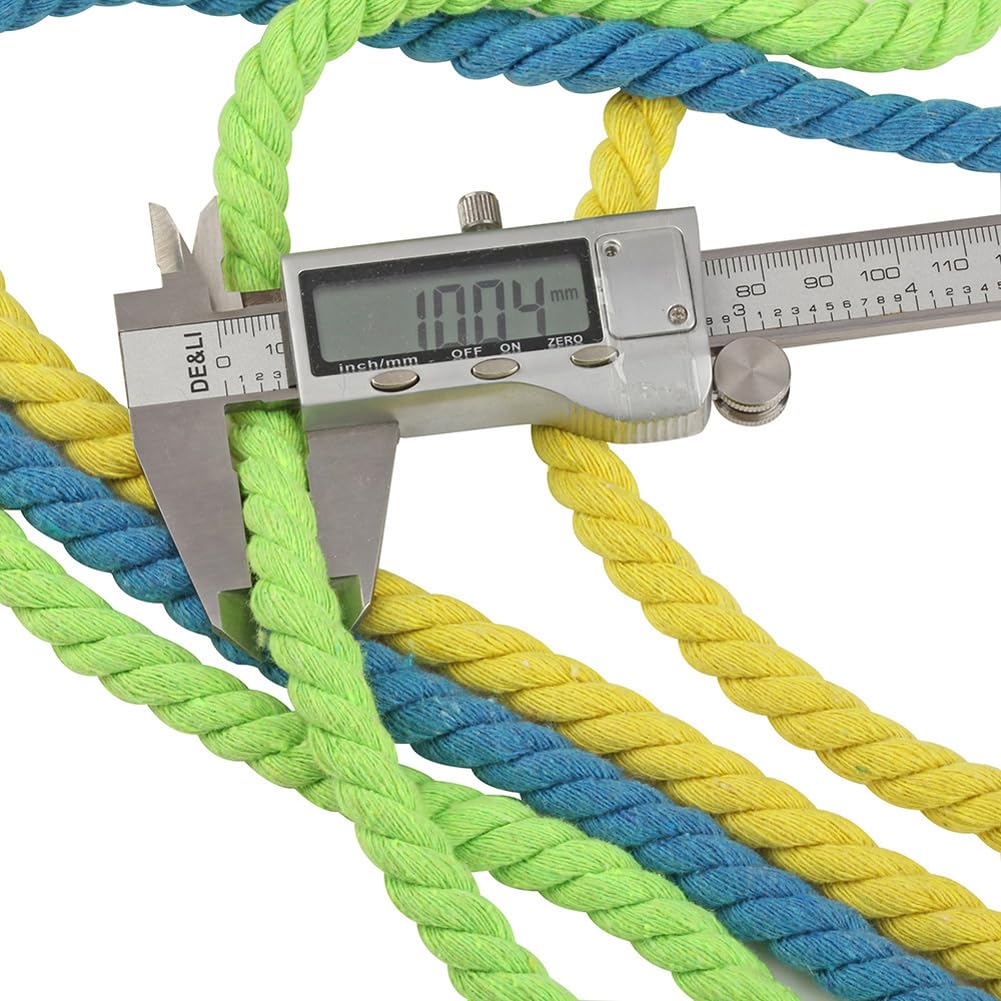 Cuerda de macramé de algodón de 10 mm, cuerda trenzada de 3 hebras de algodón natural para manualidades, colgar en la pared, colgador de plantas, tapiz de tejido (verde, 100 m)