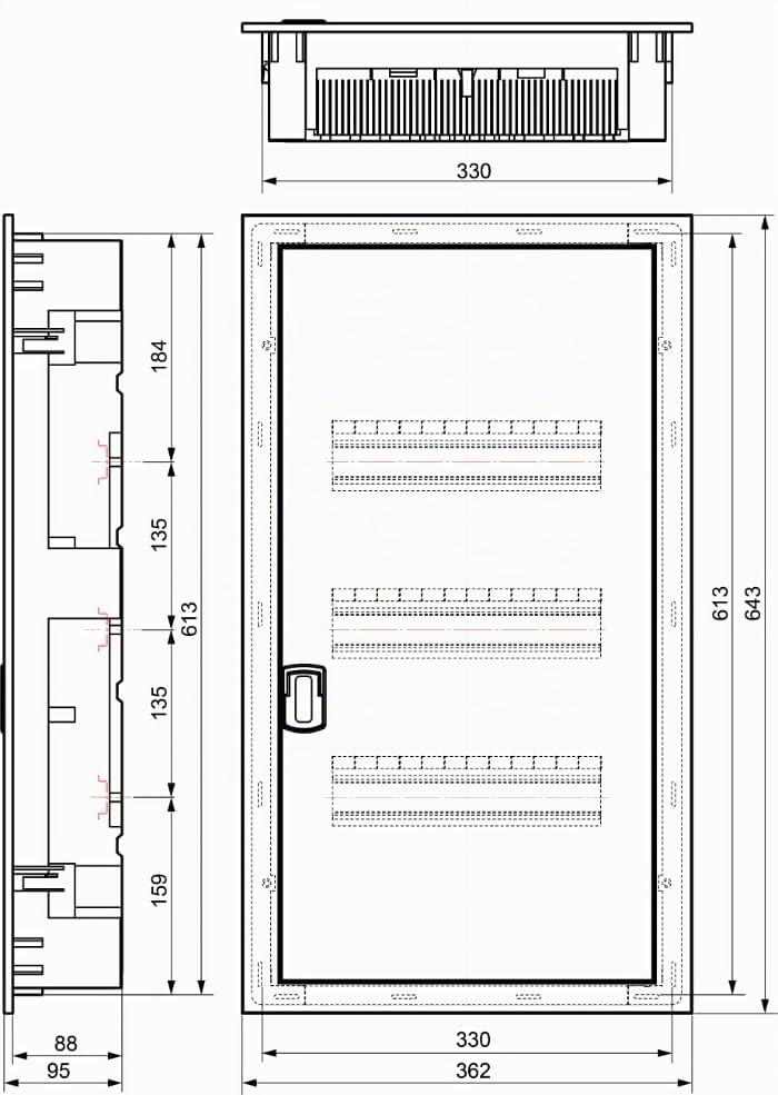 Cuadro eléctrico de empotrar en tabique hueco de 42 elementos 362x643x88mm blanco SOLERA MP42