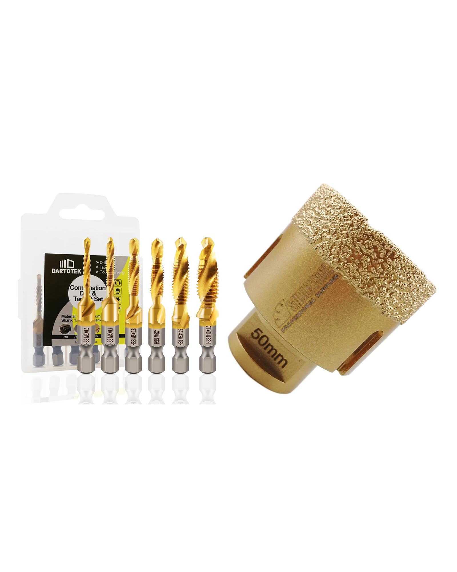 Jeu de forets et de tarauds combinés et SHDIATOOL Foret pour perceuse diamantée