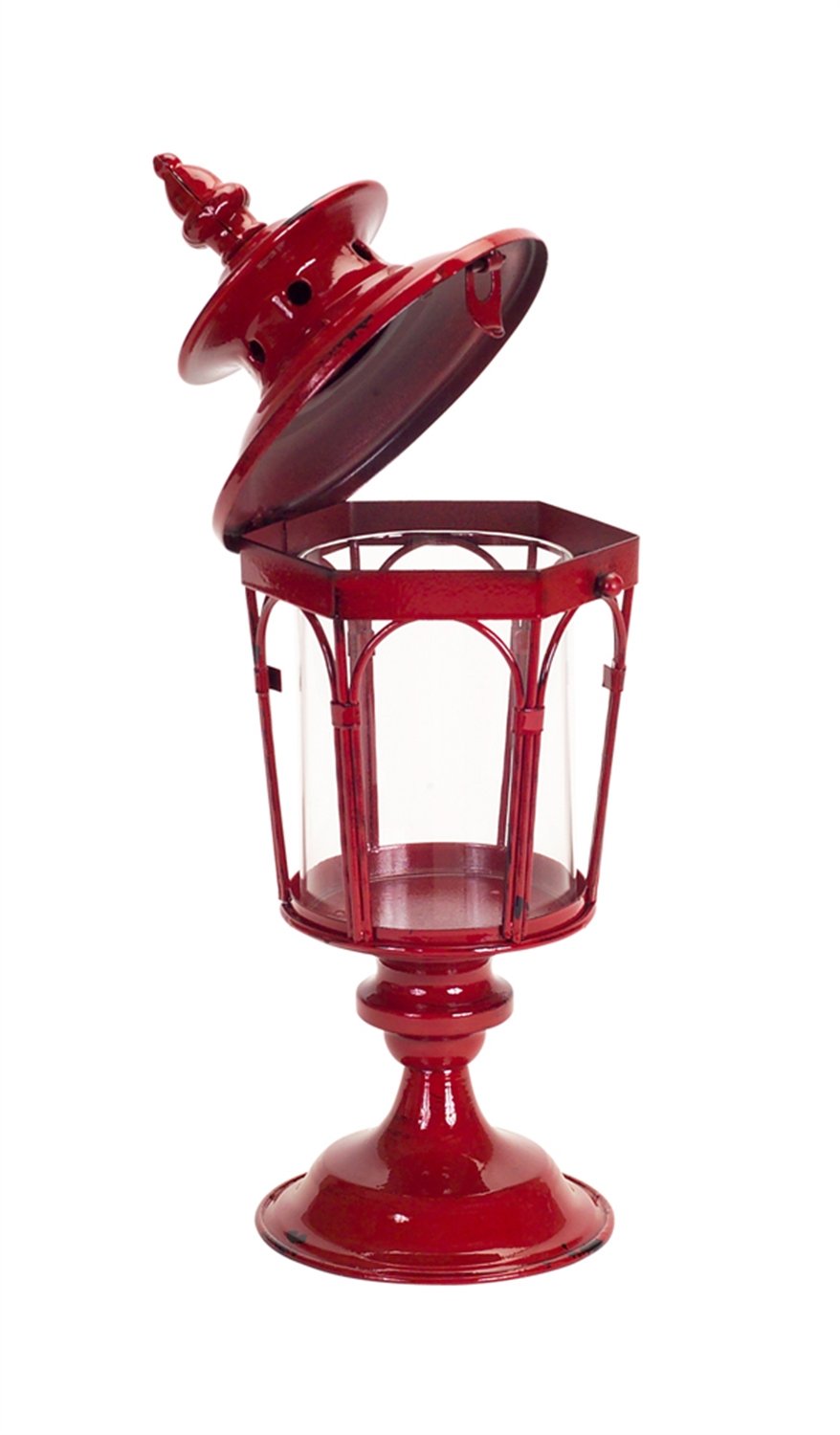 Melrose 65230 Metal Lantern, 17-inch Height, Red