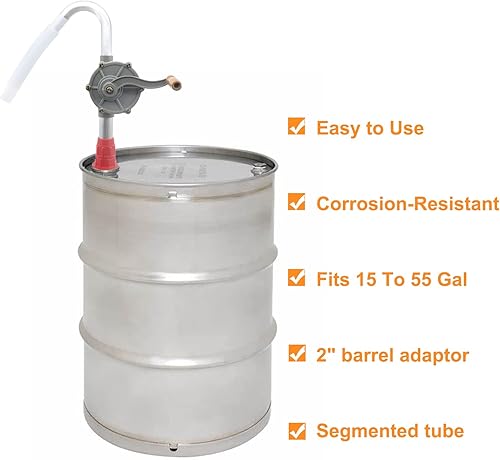 Miniatura 4 de Bomba de barril de tambor de 55 galones, bomba de transferencia manual diésel para tambores de 5, 15, 30, 55 galones