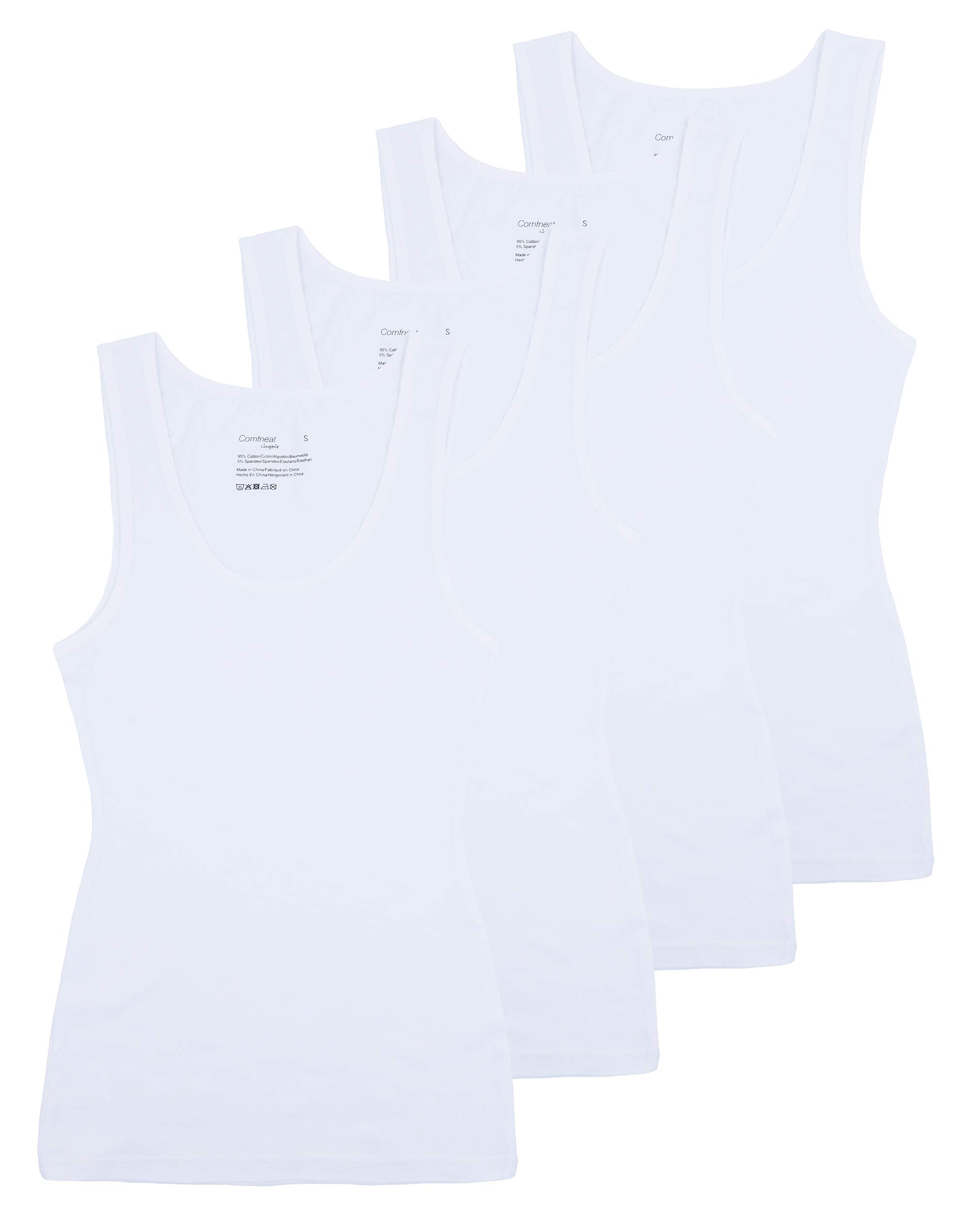 ComfneatWomen's 4-Pack Slim-Fit Basic Tanks Cotton Casual Comfy Top Underwear VestsOEKO-TEX STANDARD 100