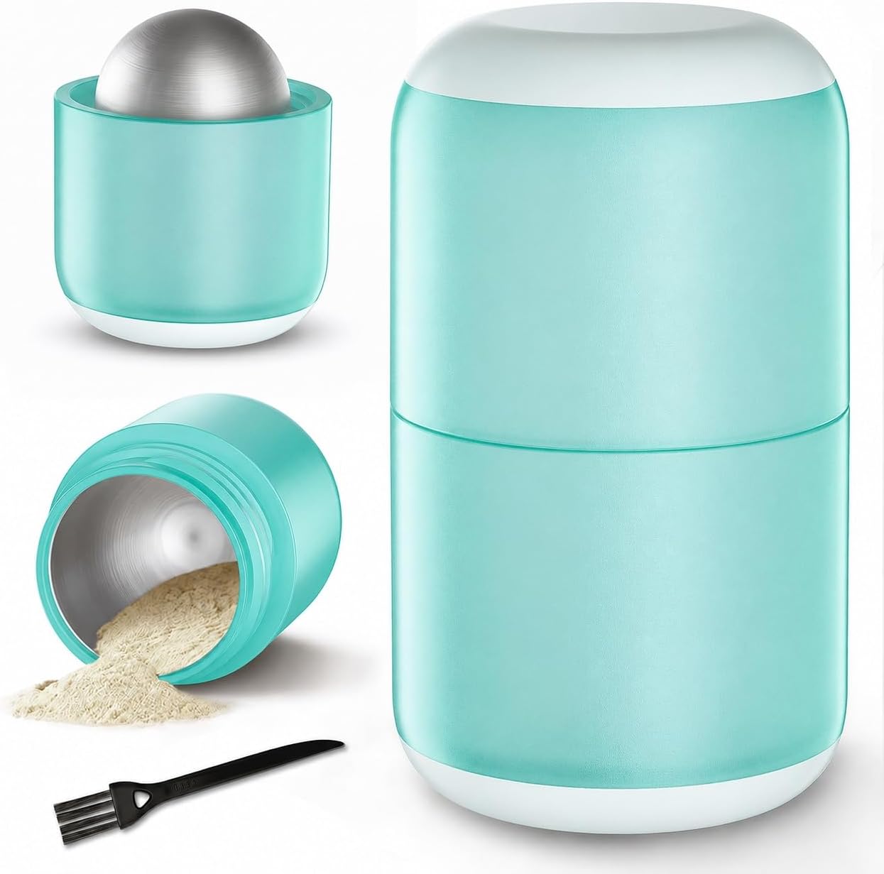 Barhon Pill Crusher Stainless Steel, Smooth Twist Pill Crusher Fine Powder, Easy to Use Pill Grinder for Elderly and Pets, with Brush, Pink