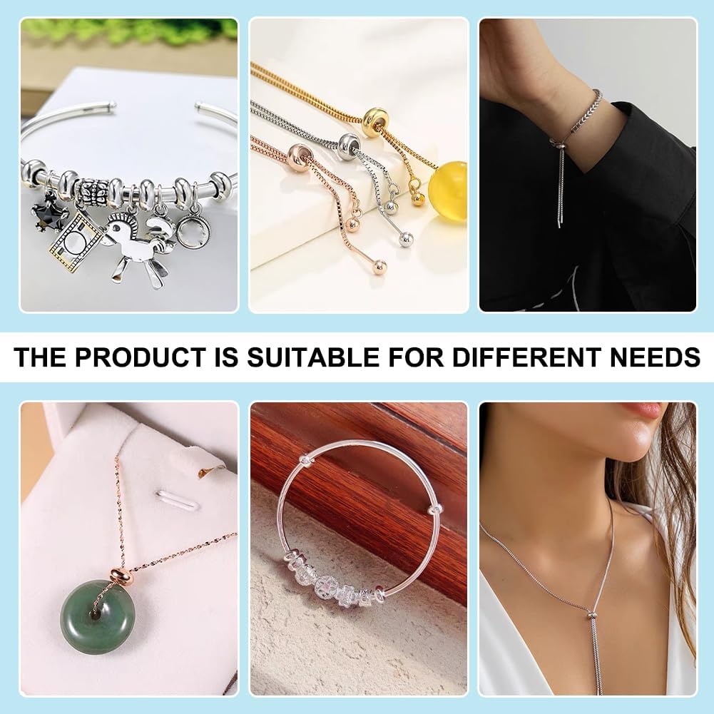 BENECREAT 8Pcs 925 Sterling Silver Spacer Beads, 7mm Flat Round Stopper Beads Clip Stopper Charms Rondelle Bead with Silica Gel for DIY Bracelet Necklace Jewelry Making Aaccessories