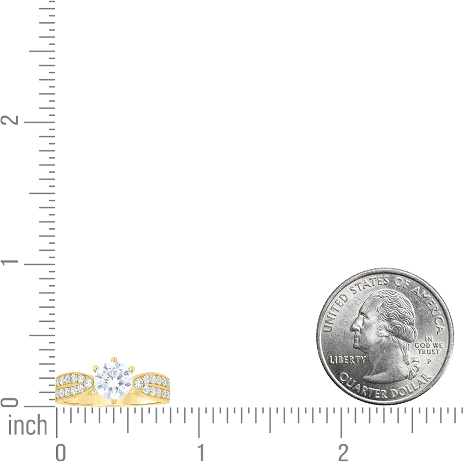 Jewels By Lux 10kt Yellow Gold Womens Cubic-Zirconia Engagement Ring - Image 2