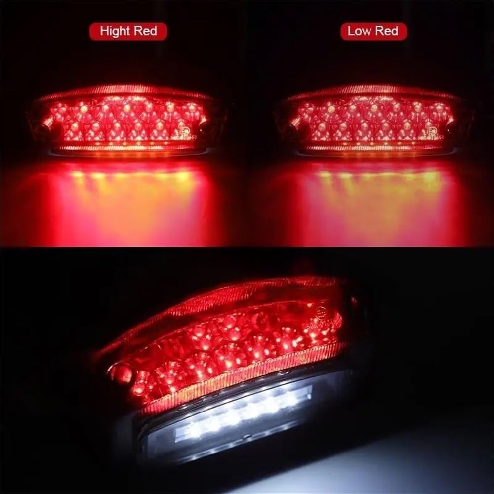 Moto Faro Anteriore Fanale posteriore a LED per moto rosso + bianco Targa per corsa Lampada freno fanale universale per ATV UTV per Chopper