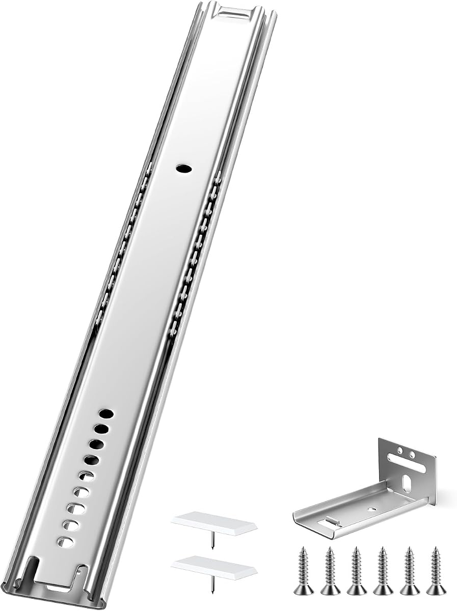 14 Inch Center Mount Drawer Slides 4 Pcs, Heavy Duty Hidden Rails | 50LB Capacity, 3/4 Extension, Cold-Rolled Steel, Concealed Bottom Mount Glides for Kitchen Cabinets,Dressers,Chest of Drawers