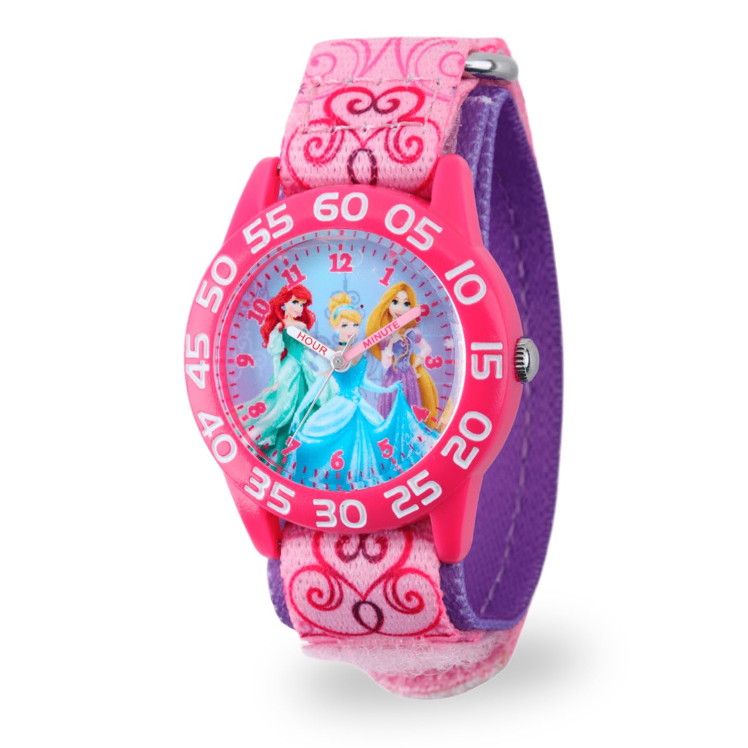 Princess Watch for Girls – Kids’ Princess Watch with Pink Bezel & Purple Nylon Strap – Perfect Toddler Watches for Girls Age 4-7