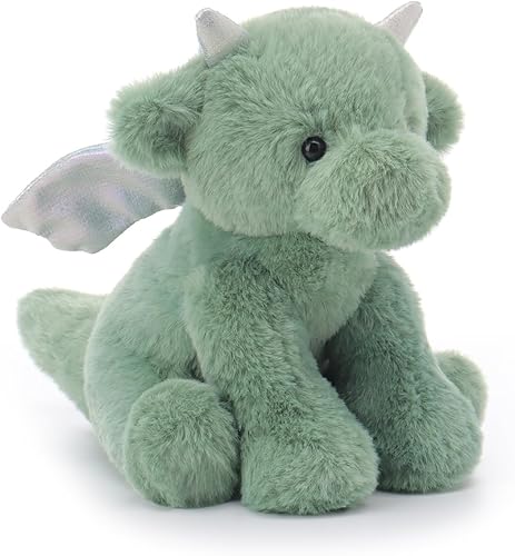 Vista 34 de Apricot Lamb Juguetes de peluche verde de peluche dragón dinosaurio animal de peluche suave perfecto para niños 8 pulgadas Negro,Azul oscuro,Verde