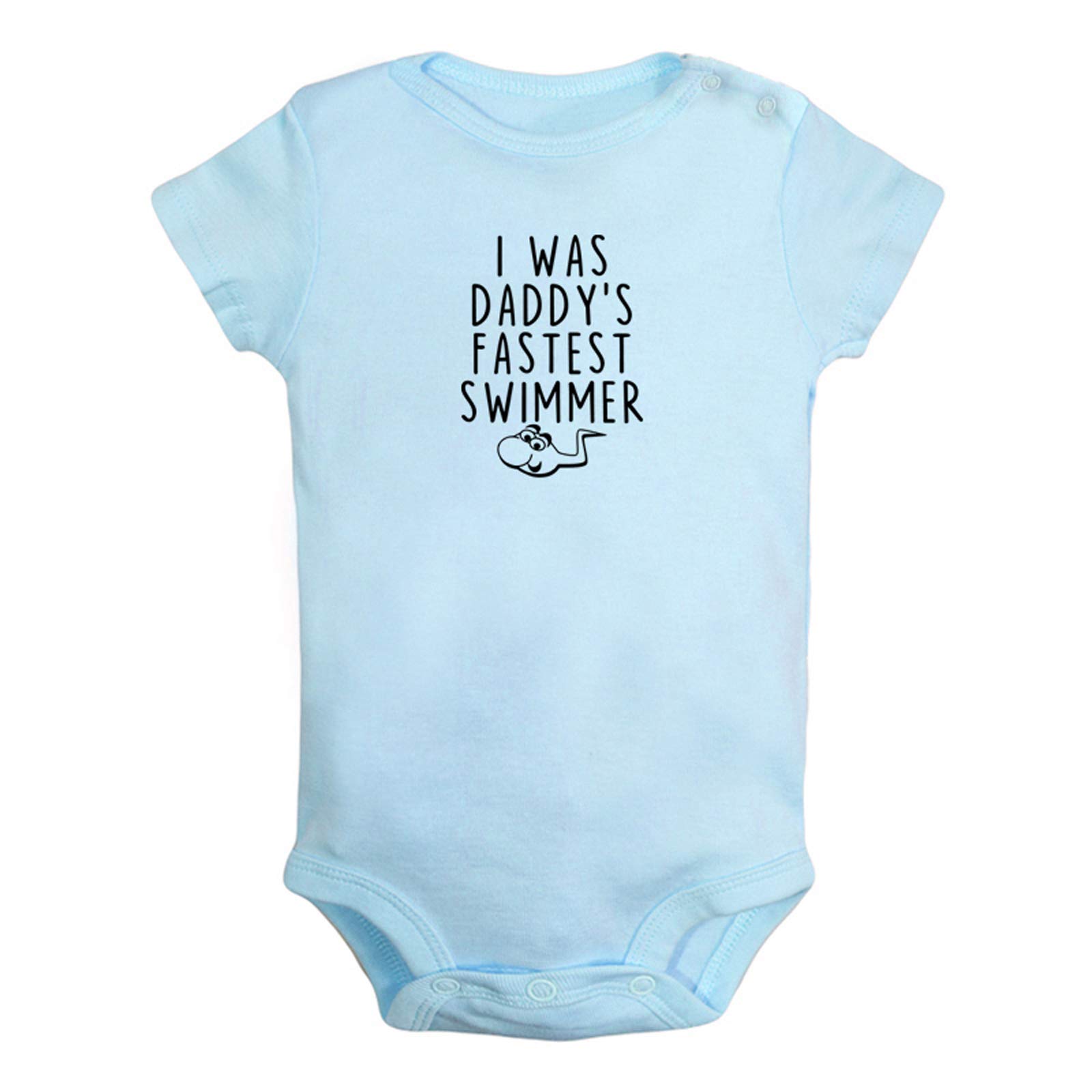 Idzn Unisex Newborn Blue I Was Daddy's Fastest Swimmer Funny Rompers, Newborn Baby Bodysuits, Infant Jumpsuits, Baby Novelty Outfits