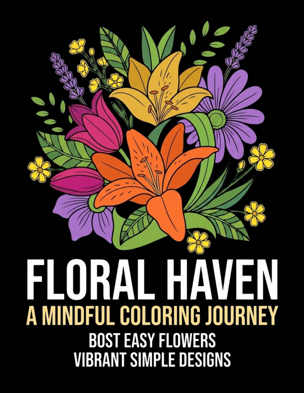 Floral Haven Flower Coloring Book for Adults: Bold and Easy Blooming Flowers for Relaxation, Mindfulness, and Creative Joy: Simple Floral Coloring ... Botanical Art, and Stress Relief Coloring