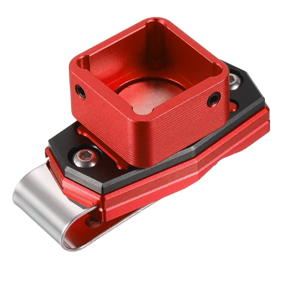 Porta gessetti da biliardo in lega di alluminio, accessori, gessetti coordinati di diverse forme [quadrato] rosso nero