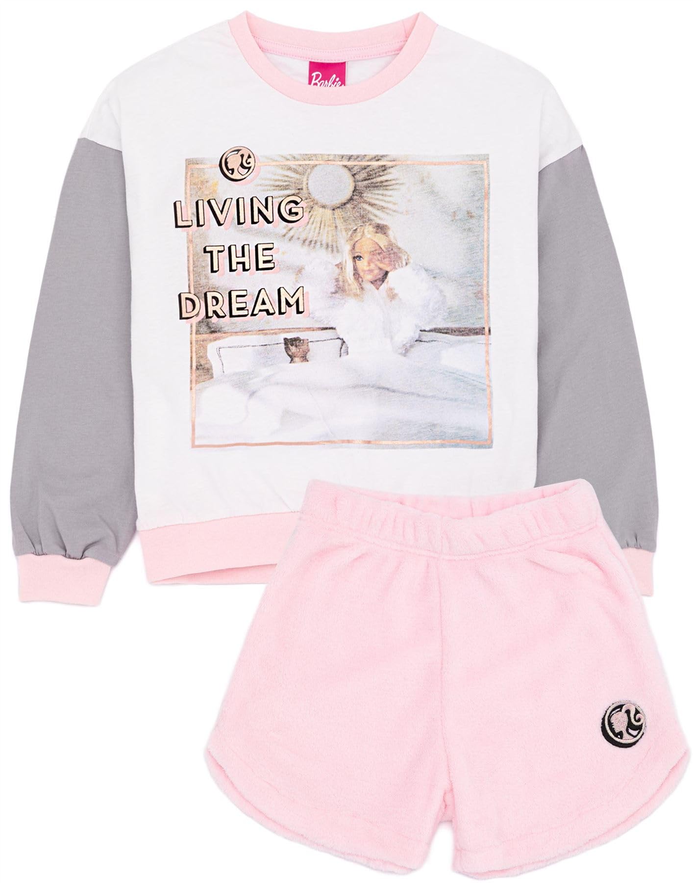 Barbie (7-8 Years) Long Sleeve Short Leg Pyjama Set (Girls Pink)