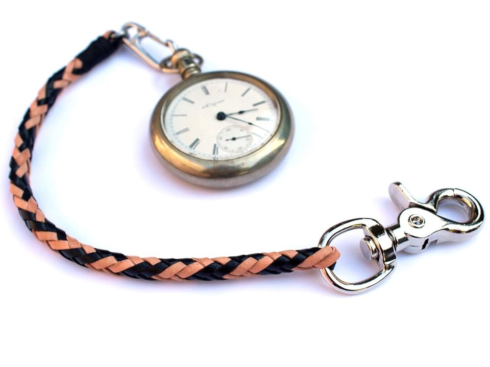 braided leather pocket watch chain