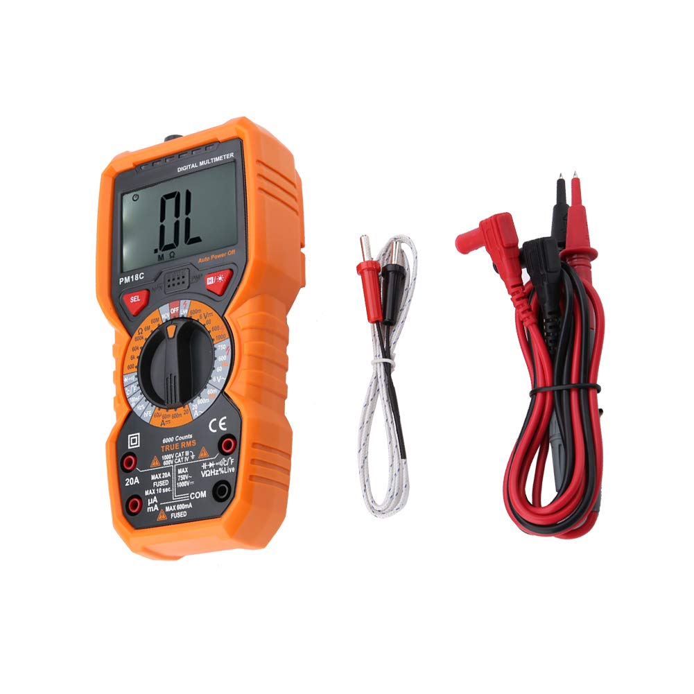Digitales Multimeter PEAKMETER 6000 zählt intelligente Temperaturmessgeräte Spannungsprüfgerätes True RMS Backlight Display Strom Widerstand Kapazität Frequenz NCV Tester Diodentest