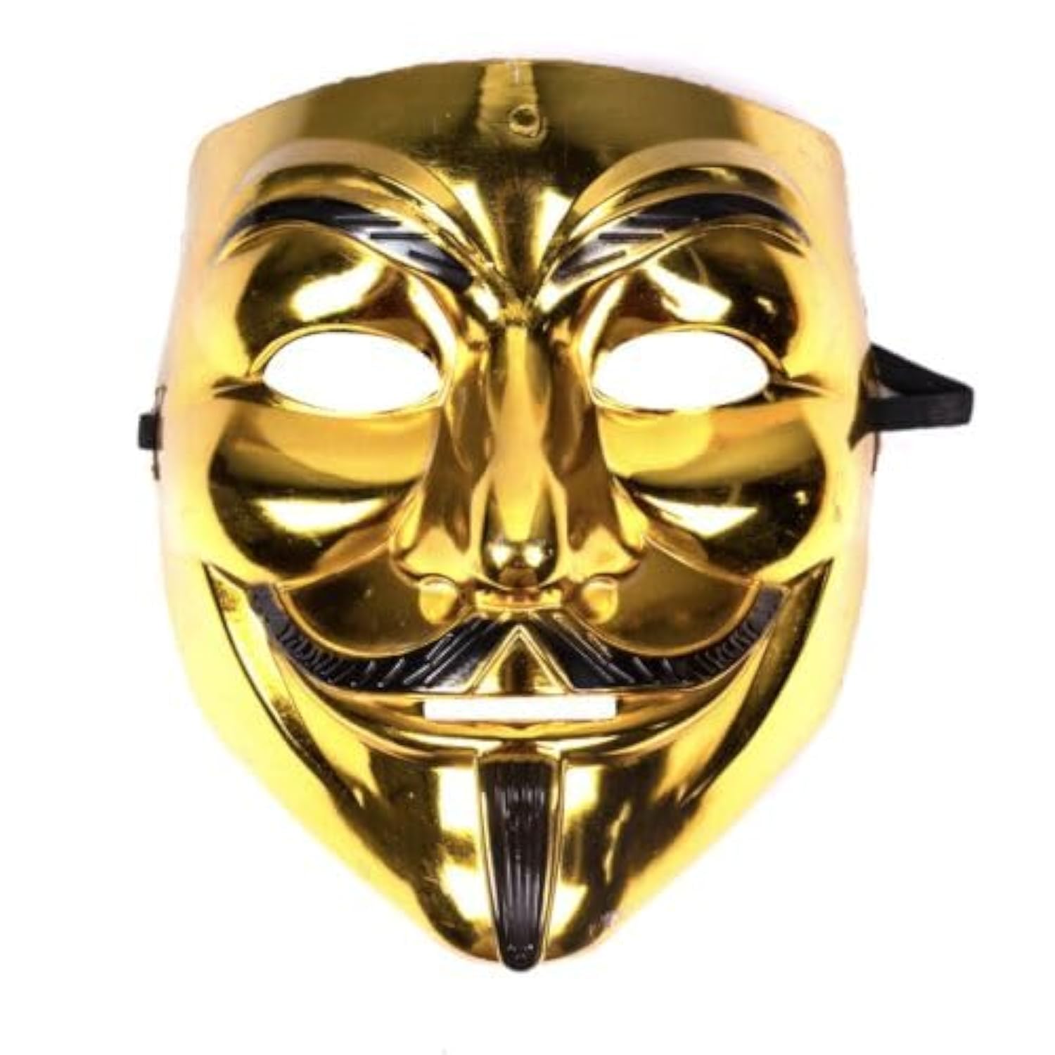 Goldedge Guy Fawkes Fox Gold Color Party Mask for Kids and Adults for Festivals, Halloween, Costume Cosplay, Comic Con, Masquerade Ball, Function, Lightweight Gentle Theme Party