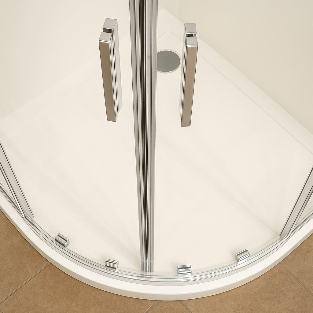 SOULHOME Mampara de ducha semicircular 90x90 cm Altura 200 cm CROMO | Mampara Semicircular (corredera + fijo) + (corredera + fijo), RADIO ROCA, Vidrio de seguridad 6mm tratamiento antical