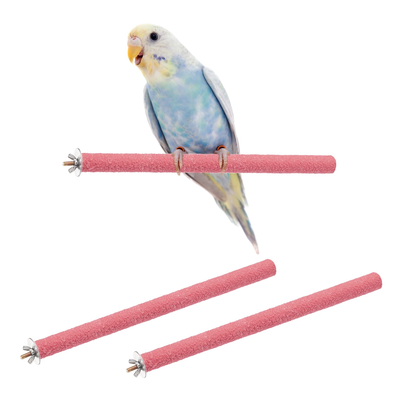 sourcing map Bird Perch Stand, Colorful Parrot Perch Paw Grinding Stick, Wood Rough-surfaced Perches 30 x 2 Cm, (Pink, 2 Pcs), Intended for Home/Animal Parks/Pet Stores