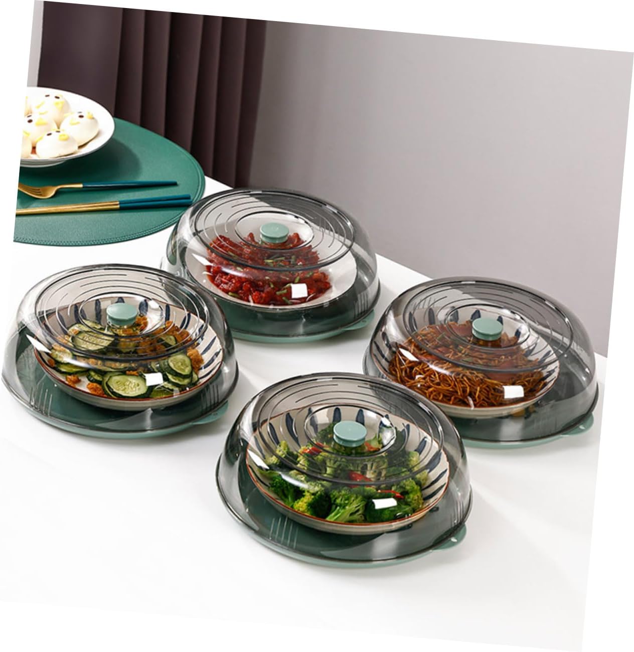 2Pcs Green Plastic Table Food Cover for Baking Indoor Use