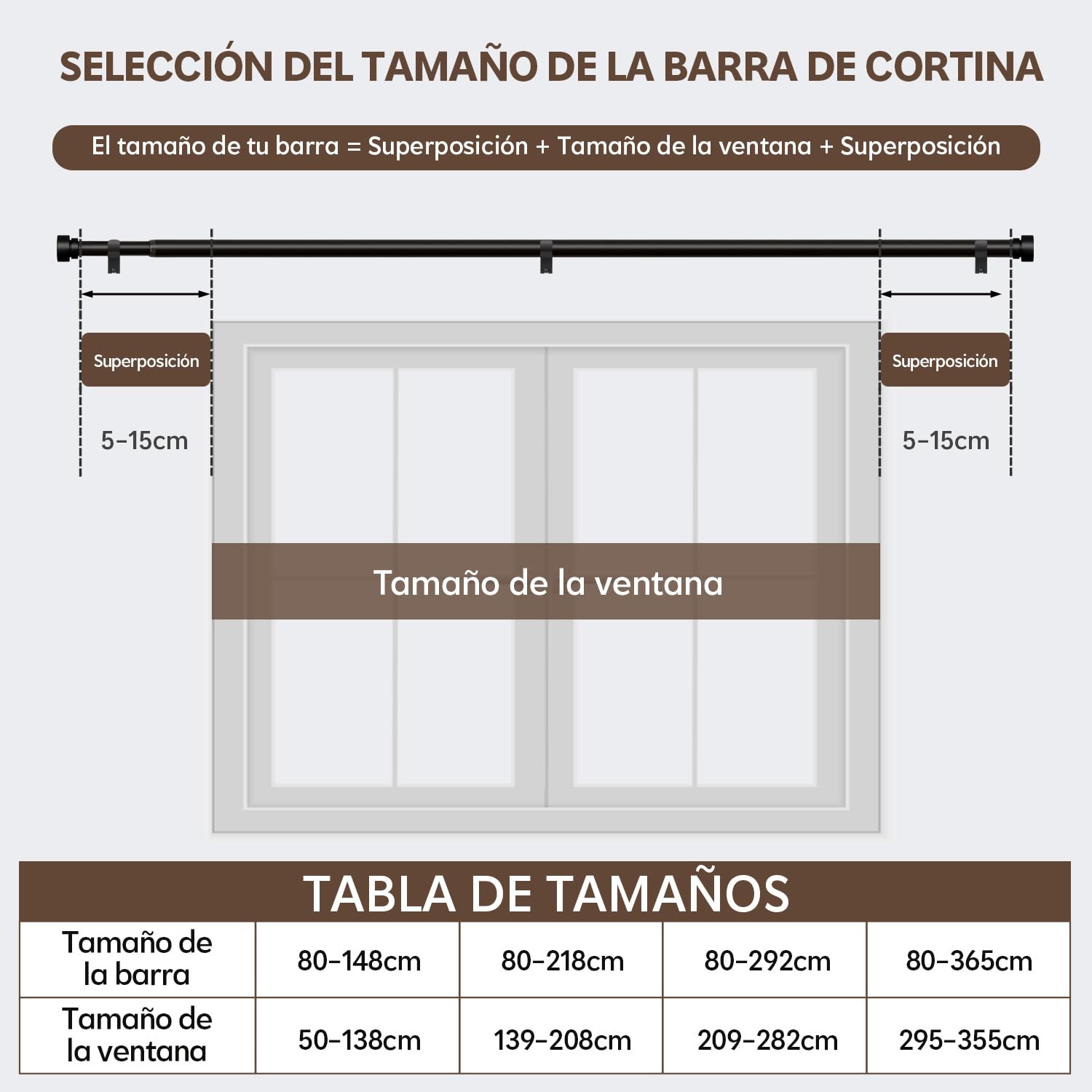 Barra Cortinas Extensible Negra 80-365 cm,Metal Reforzado | DiáMetro 25 Mm, InstalacióN Mural,Apta Para SalóN, Dormitorio, Cocina Y Todas Las Ventanas, InstalacióN Sencilla