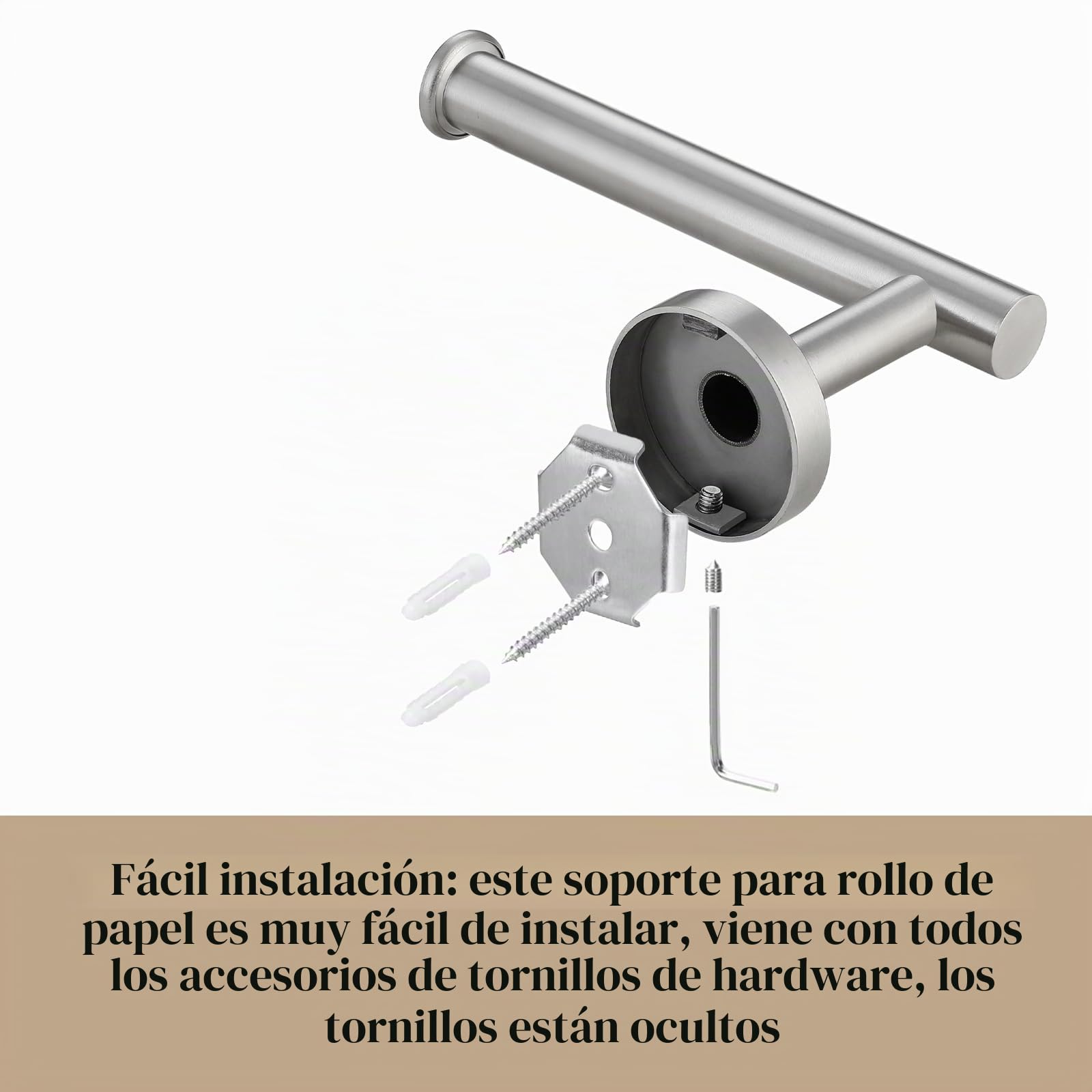 Níquel Cepillado Juego de 5 Piezas SUS304 Acero Inoxidable Toallero Barra de 60 cm Toallero Anillo Gancho Albornoz Montaje en Pared Accesorios de Baño para Baño Moderno