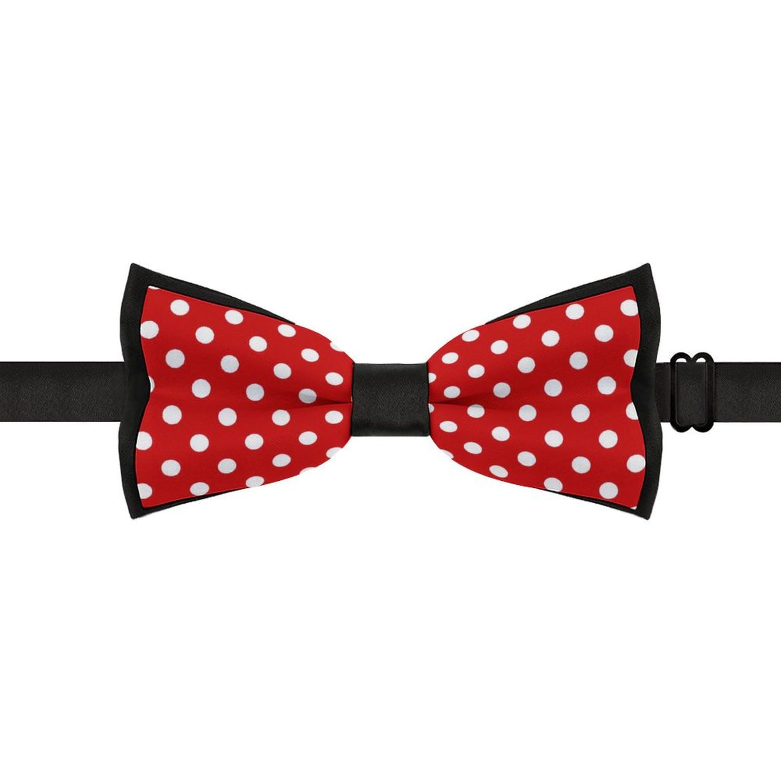 GoasNei Red And White Polka Dot Pattern Bow Tie for Men Adjustable Necktie Funny Tie Neck Ties for Weddings Party