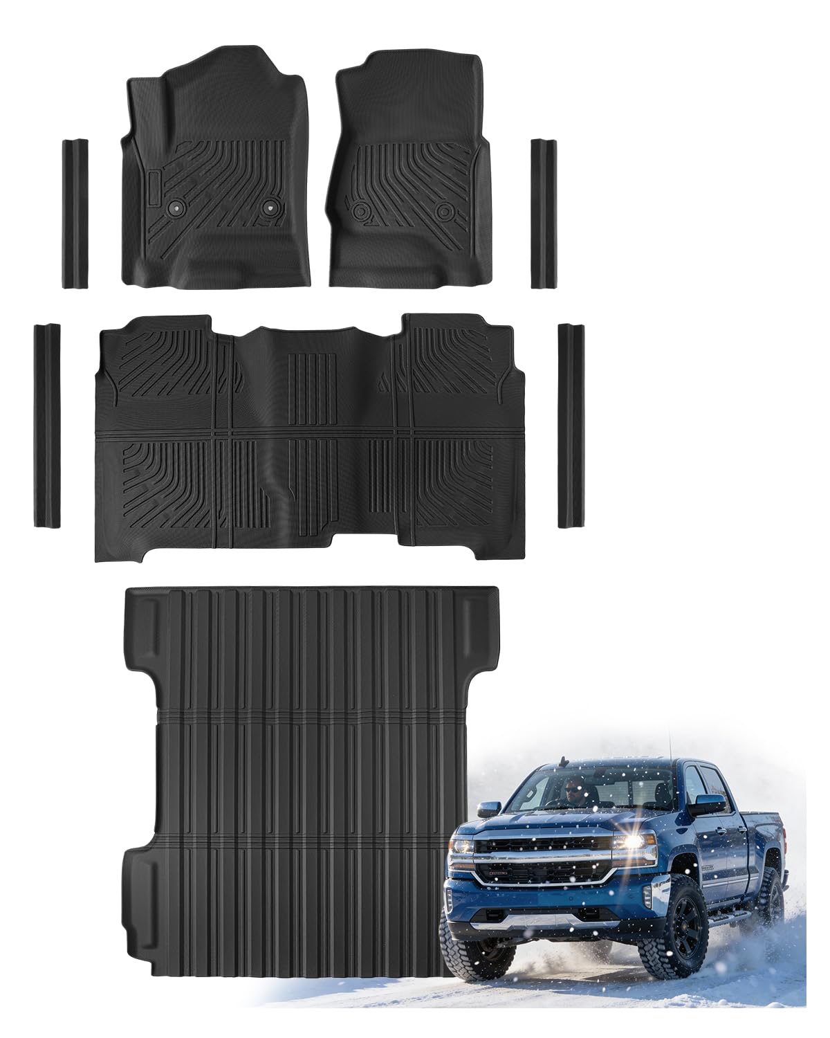 TAPTES 5 8 FT Truck Bed Mat Floor Liners for Chevy Silverado for GMC Sierra 1500 Crew Cab