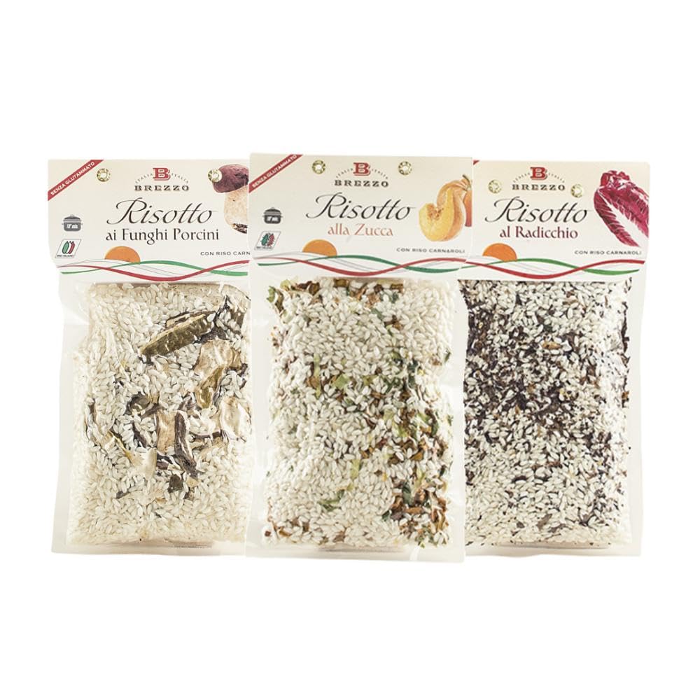 Brezzo Tris di Risotti de 300 g au radicchio, Citrouille et champignons cèpes