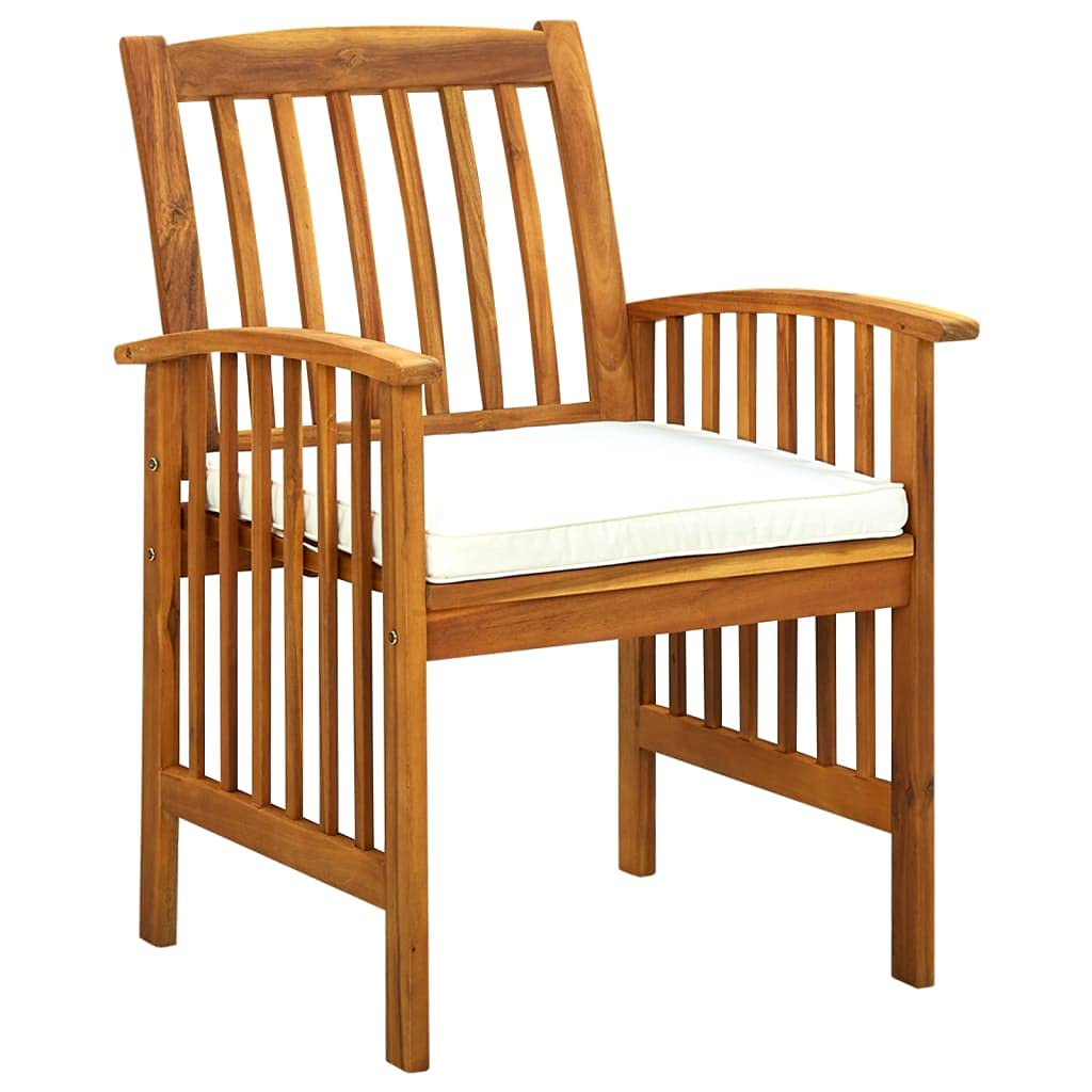 Juego de comedor de jardín de madera de acacia maciza, 8 sillas con cojines acolchados, acabado al aceite, fácil de limpiar, para patio y jardín (9 piezas)