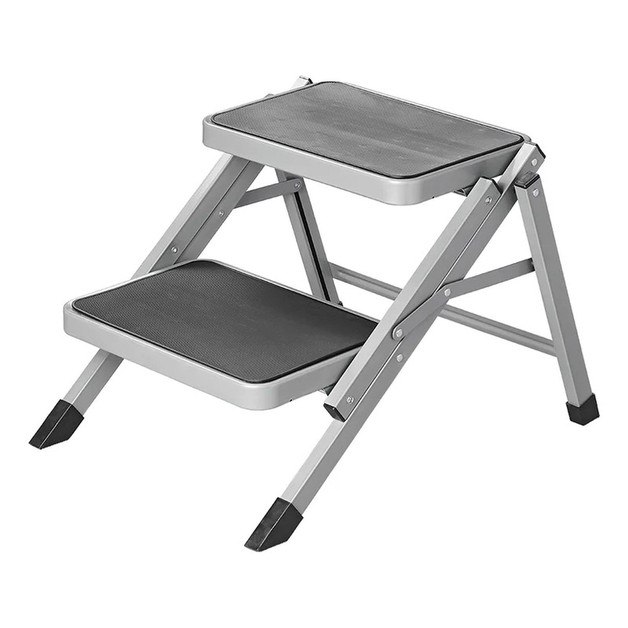 Doble peldaño plegable 59,5 x 49 x 39 cm con 2 peldaños antideslizantes 37,8 x 25,5 cm escalón plegable para autocaravana, camping, máx. 150 kg EN14183