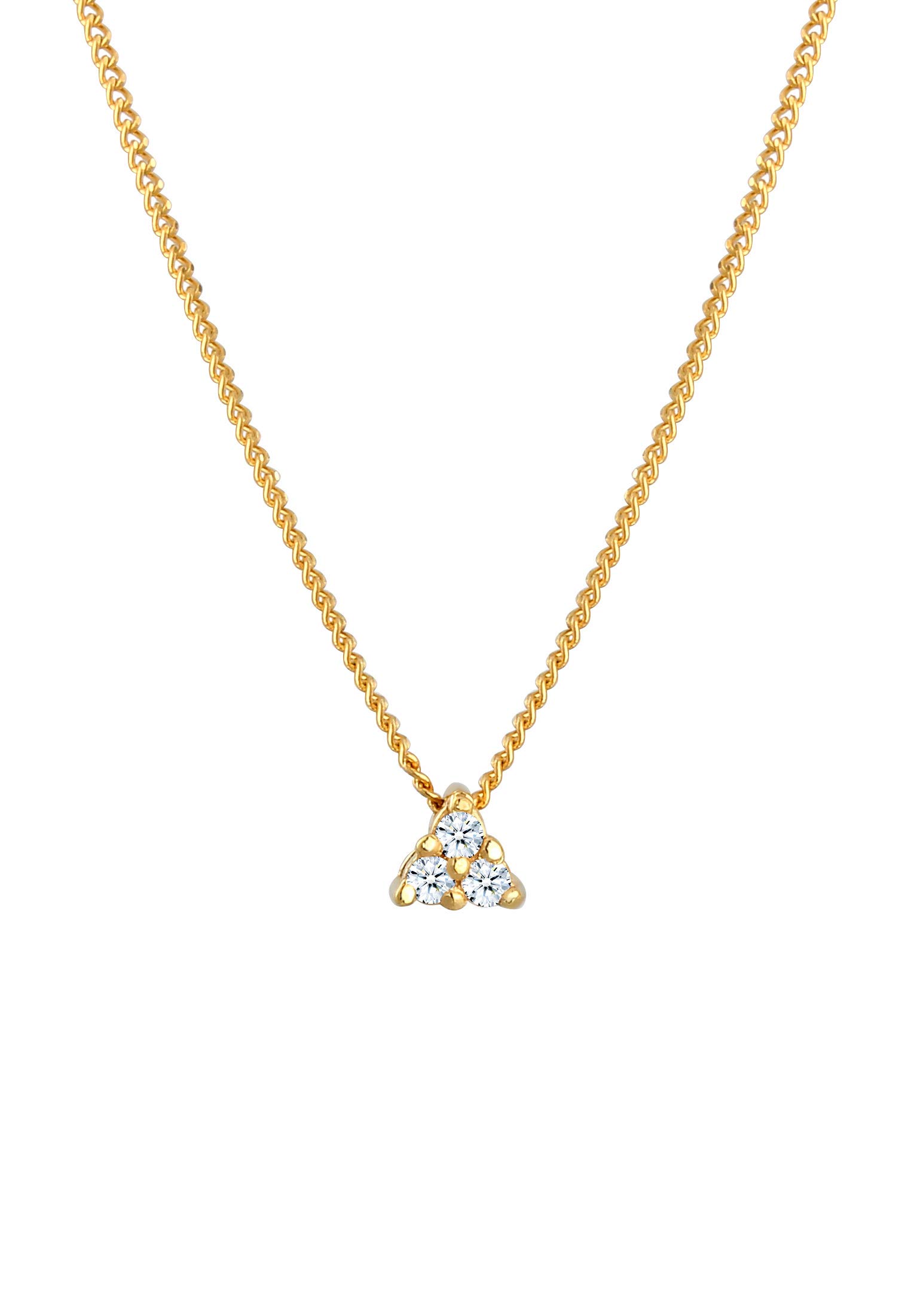 Elli DIAMONDS Halskette Damen Panzerkette Dreieck mit Diamant (0.045 ct) in 585 Gelbgold