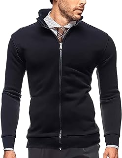 congluoki Sweaters for Men Cardigan Sweatshirt Hoodless Zip Up Jacket High Neck Lightweight Sueter Para Hombres