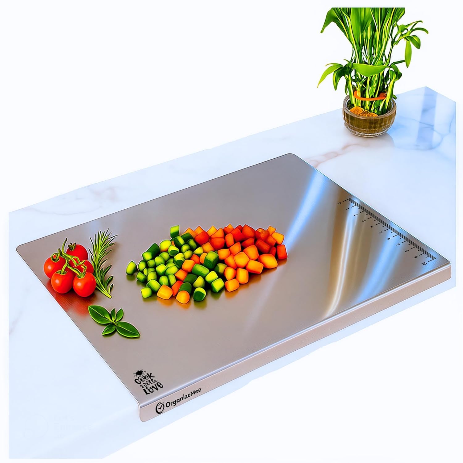 Premium (35x30cm) Stainless Steel Chopping Board | Steel Kitchen Counter top for Cutting, Vegetable Chopper, for Meat & Veggies Items, Chopping Board Steel pad (Medium Platform)