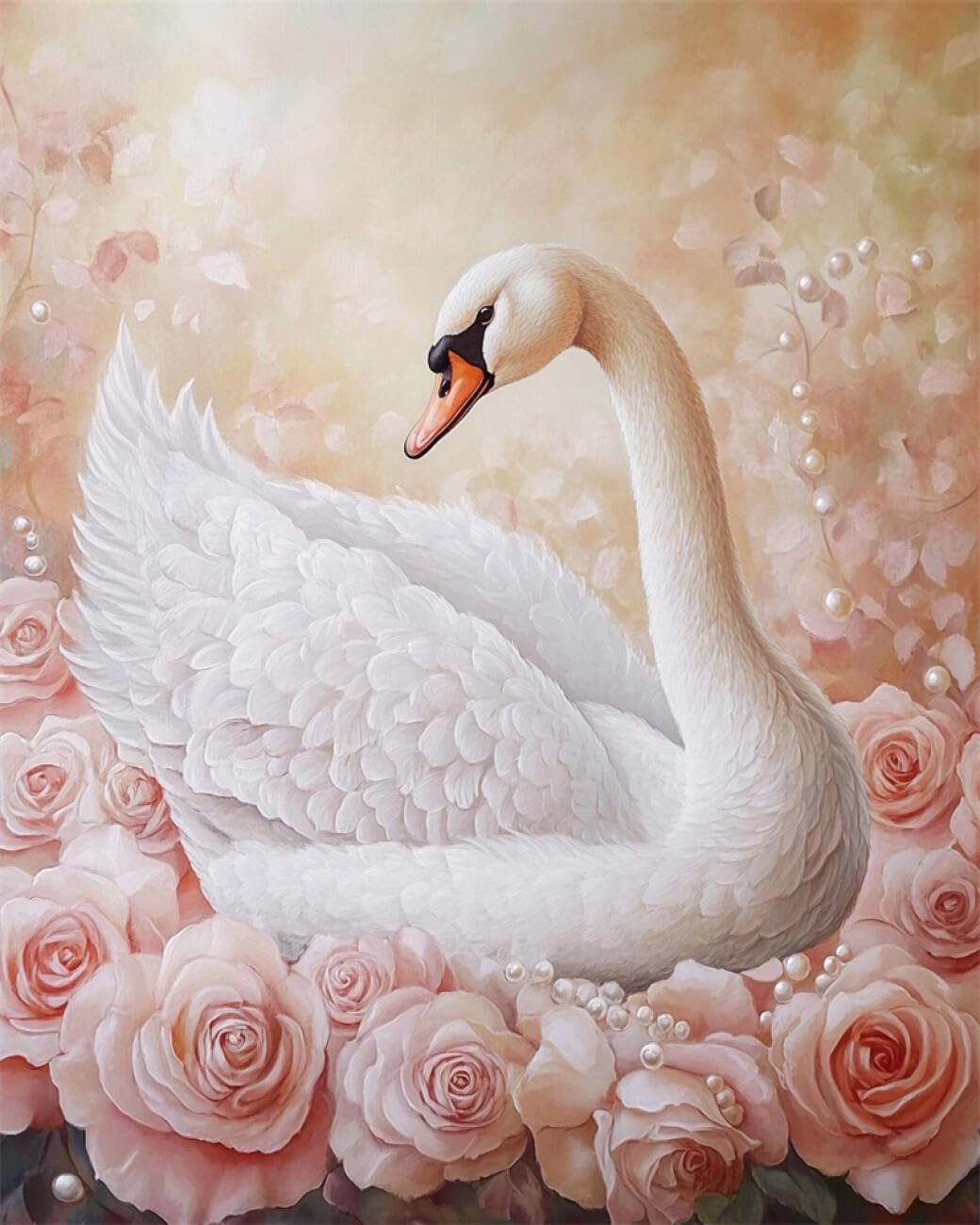 AYAOYANGGO Animal DIY Bead Embroidery Set Fantasy Swan Beadwork Craft Kit for Beginners,Needlework Set,Preprint Pattern Decor Wall Art 40x50cm