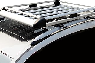 Barres De Toit De Voiture Porte-Bagages, Double Panier De Toit Universel En Alliage D'Aluminium, Installation Encliquetable/Aucun PoinçOnnage Requis, Pour Transporter Des Marchandises ,140×100cm