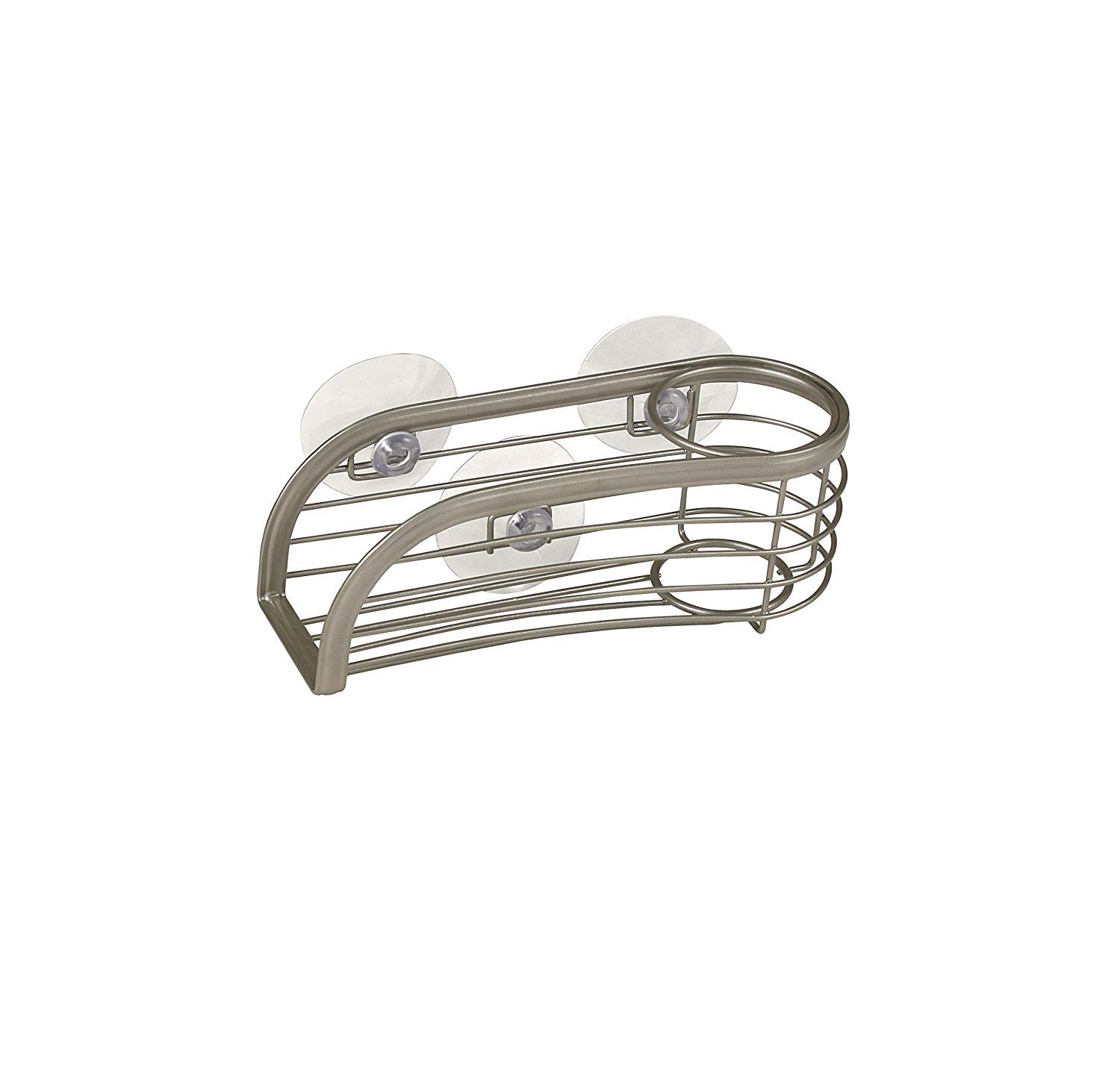 Spectrum Sink Sponge and Brush Holder with Suction Cups Ashley 2 in 1 Sink Caddy Satin Nickel No