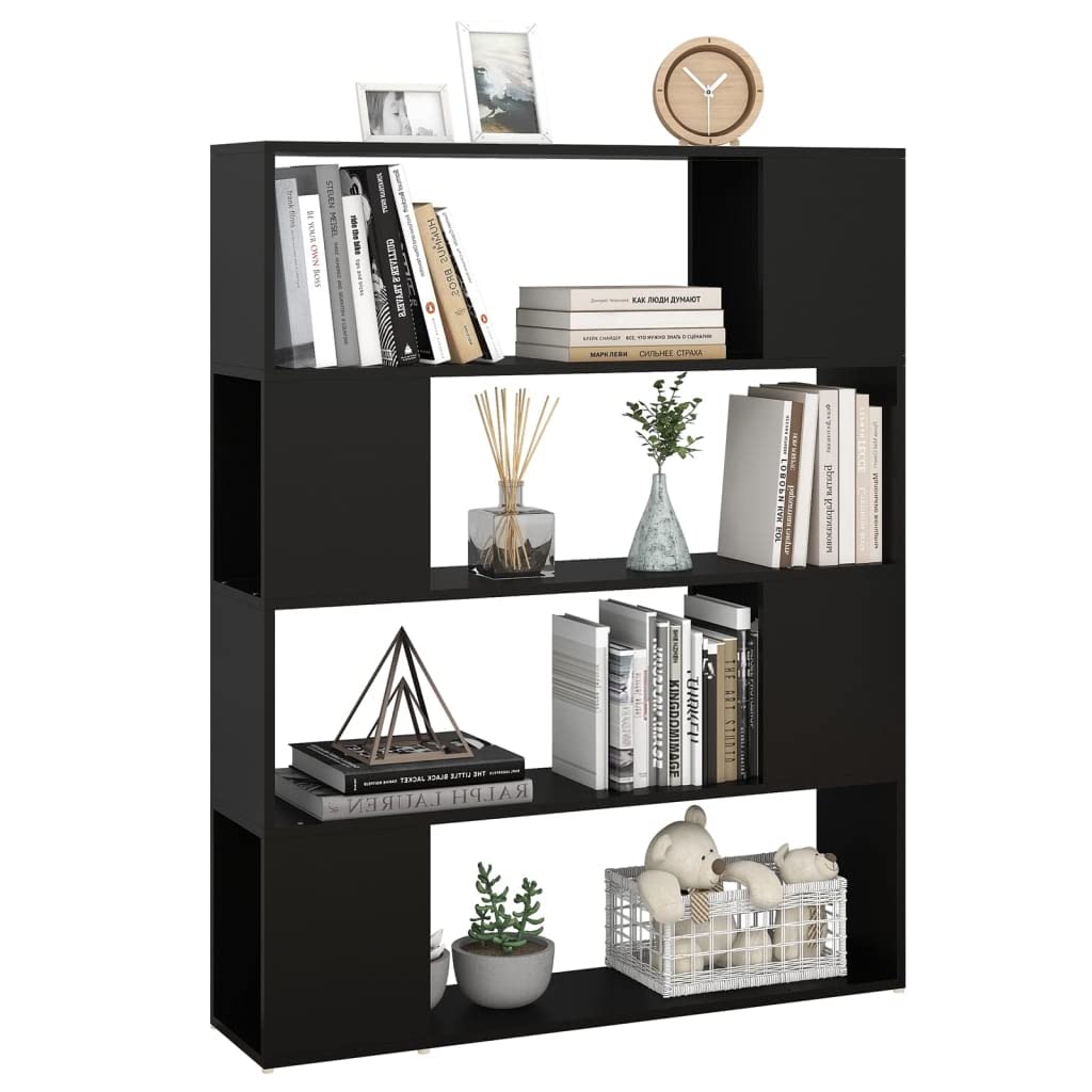 Générique Libreria a 4 scomparti, 100 x 24 x 124 cm, mobile portaoggetti con separatore di stanze, scaffale robusto per libri, DVD e oggetti decorativi