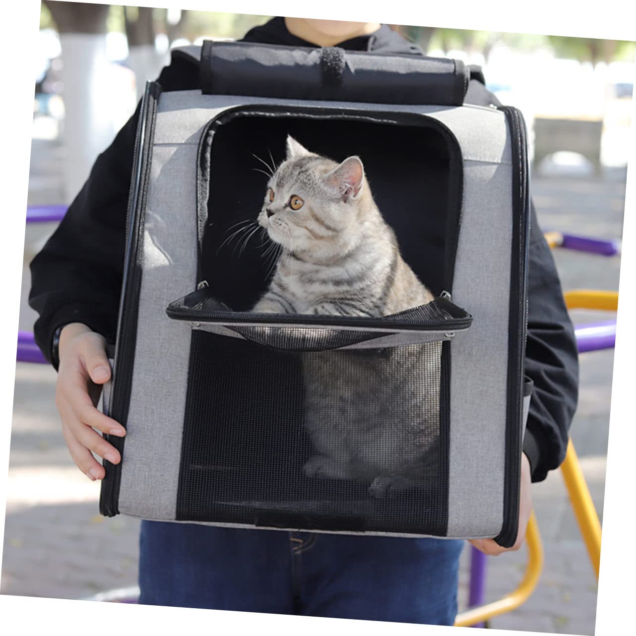 BESTonZON Tragbare Katzentragetasche Aus Haustier-Reisetasche Mit Atmungsaktivem Design Für Transport Von Katzen Geeignet Für Spaziergänge Wandern Und Reisen