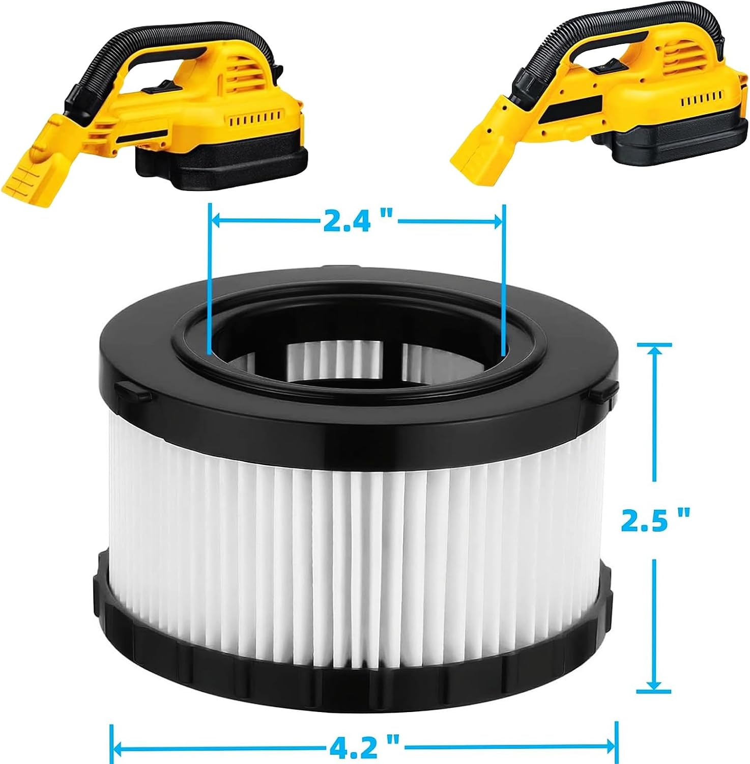 (5-Pack) DC5151H HEPA Filter Replacement Compatible with dewelt Wet Dry Vacuum DC515 DCV517 DCV517B