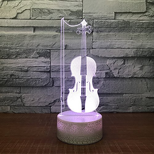 Preisvergleich Produktbild Musikinstrument Violine 3D Illusion Nachtlampe,7 farbige Nachttischlampen mit Fernbedienung für Schlafzimmerdekoration Hochzeit Geburtstag Weihnachten personalisiertes Geschenk