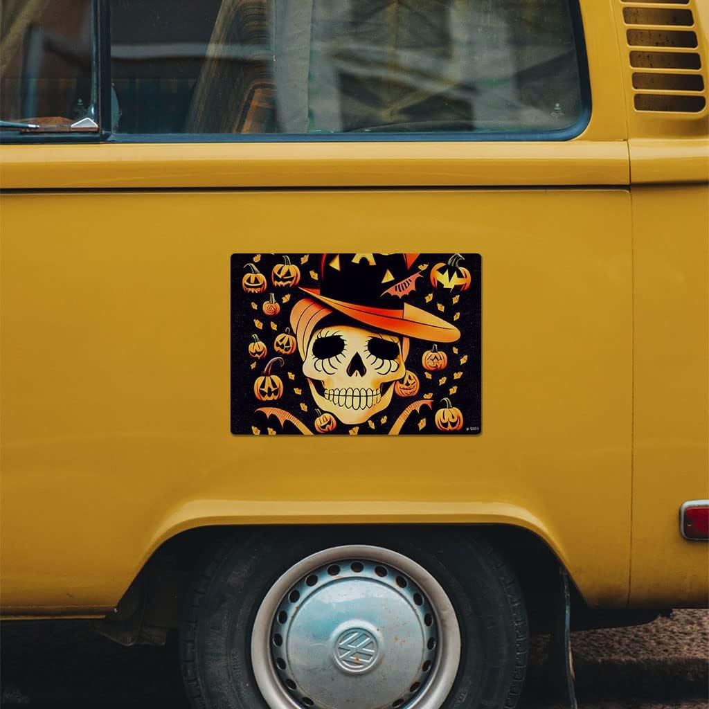 Spooky Halloween Car Magnet 2 PCS - Pumpkin Car Magnet - Skull Sticker