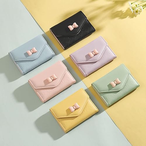 Miniatura 7 de SUMGOGO Billetera pequeña para mujer, diseño de oso de dibujos animados, tríptico, pequeña, delgada, para tarjetas cortas, 1-Rosa, Lindo, tríptico,